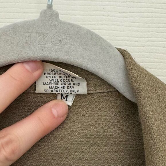 CP Shades 100% Rayon Long Trench Jacket Size Medium Tan Beige Collared Flowy - Picture 4 of 8